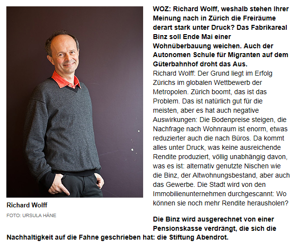 Bild: Interview mit Richard Wolff in der Linken WOZ