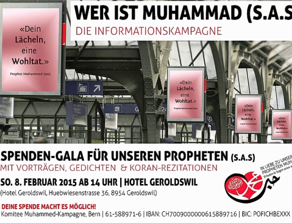 So soll an Schweizer Bahnhöfen für das Image von Mohammed geworben werben