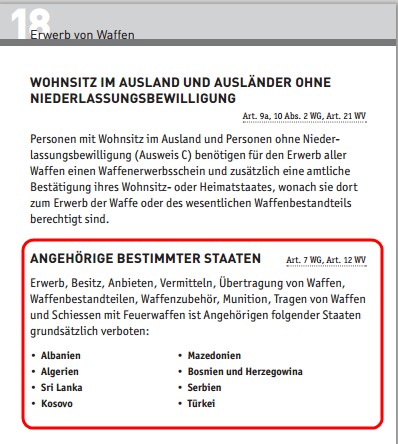 Rassistisches Schweizer Waffengesetz?
